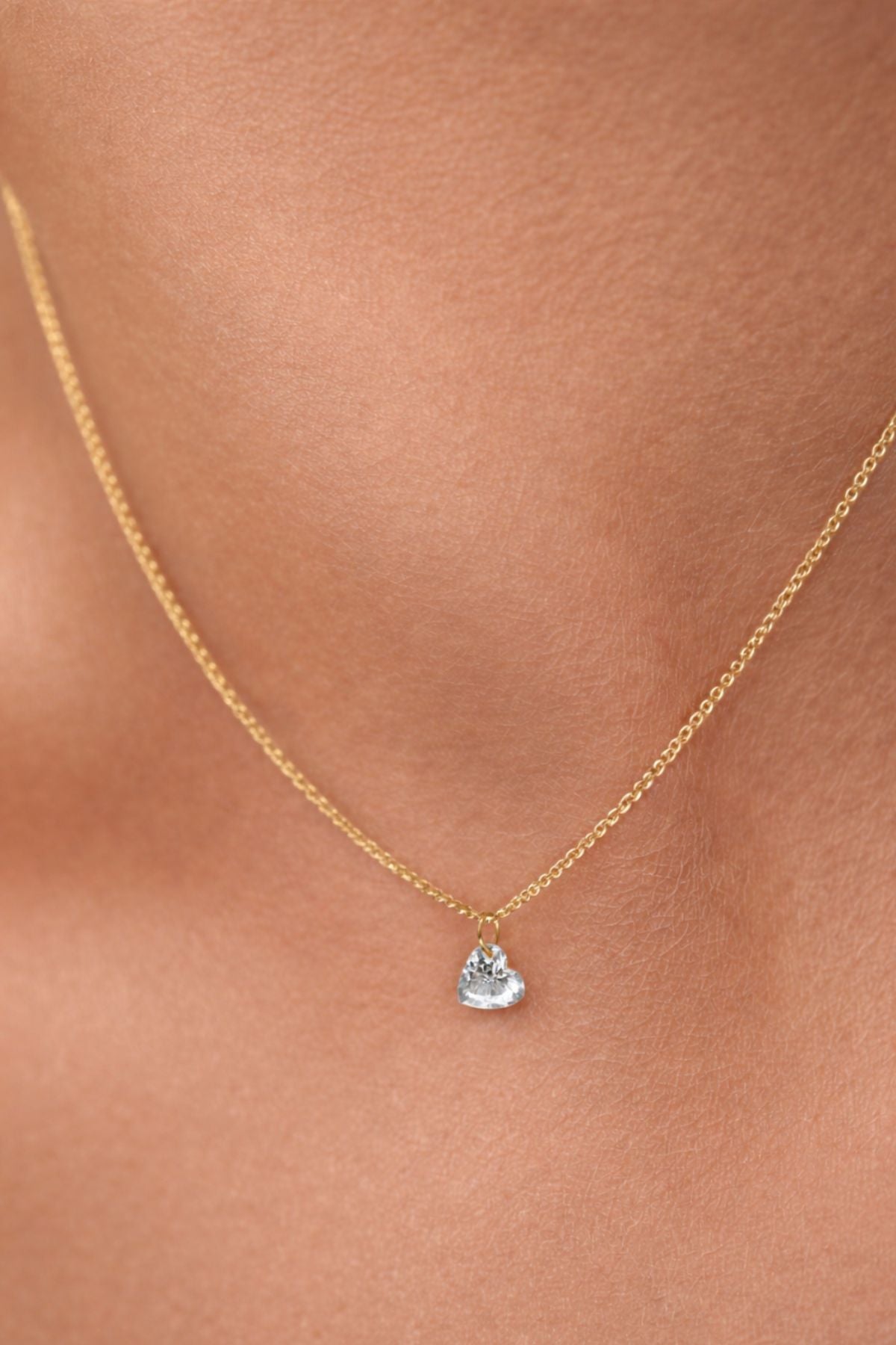 Floating Diamond Heart Necklace