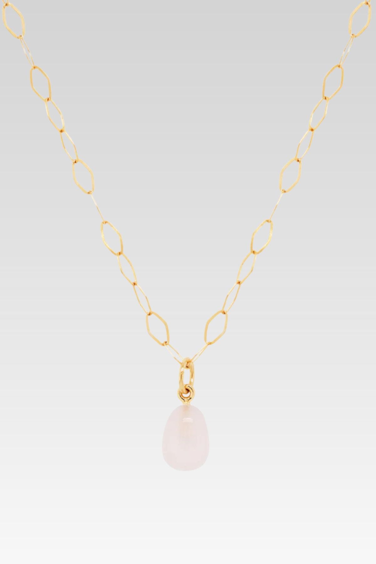Light Pink Chalcedony Drop Necklace