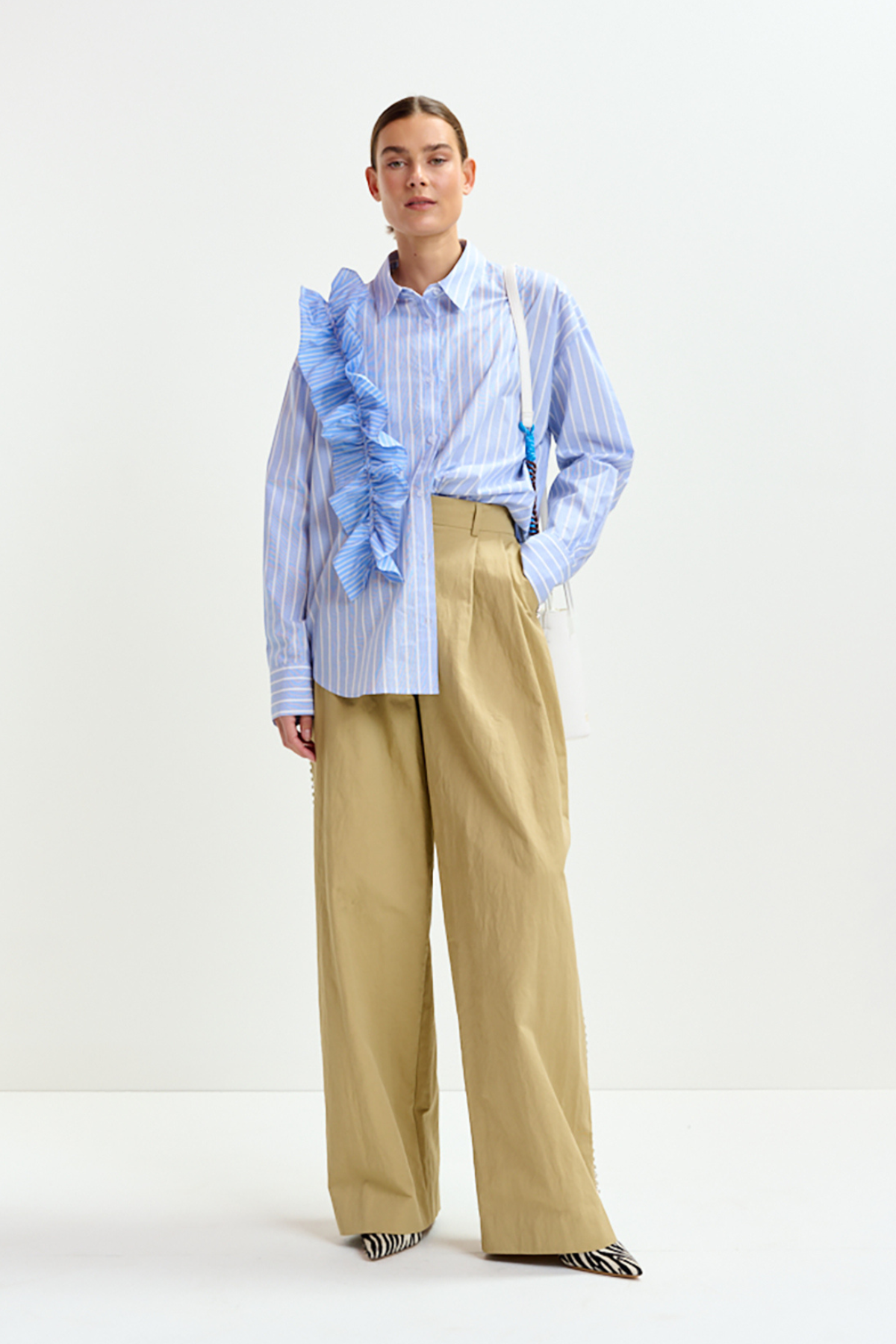 Ibody Rhinestone Frill Shirt