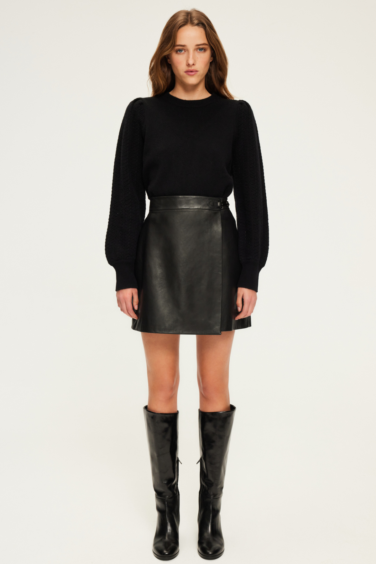 Carmine Leather  Skirt