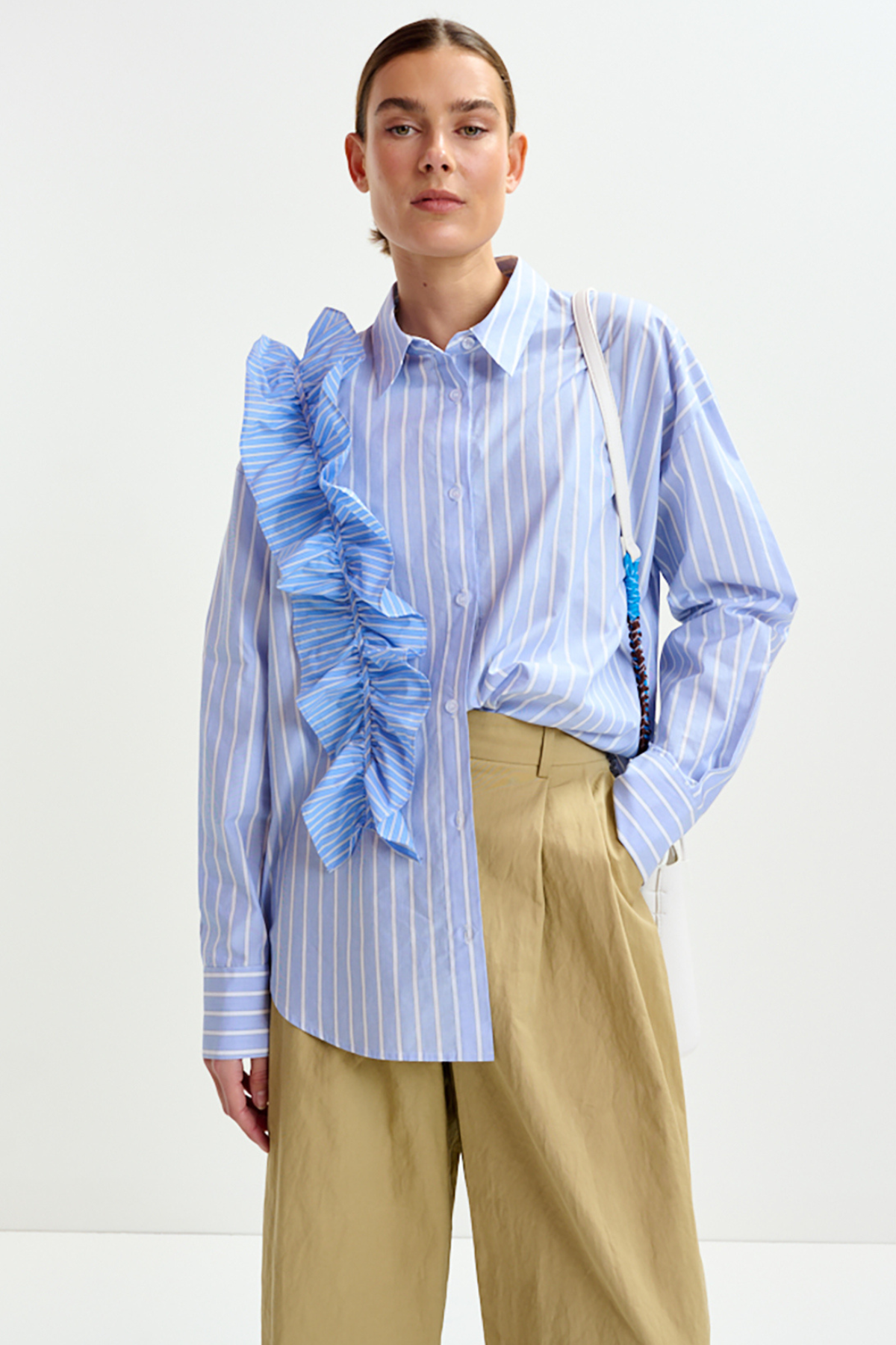 Ibody Rhinestone Frill Shirt